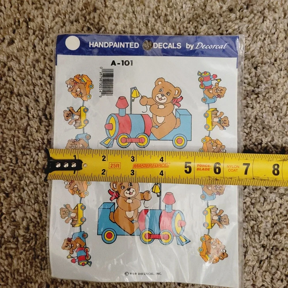 NEW Vintage Teddy Bear On Train Handpainted A-101 Decal Decorcal 1989 Trains NOS